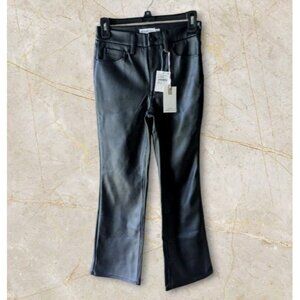 NWT Good American Better Than Leather Pants Black Crop Bootcut Jeans Faux 0/25